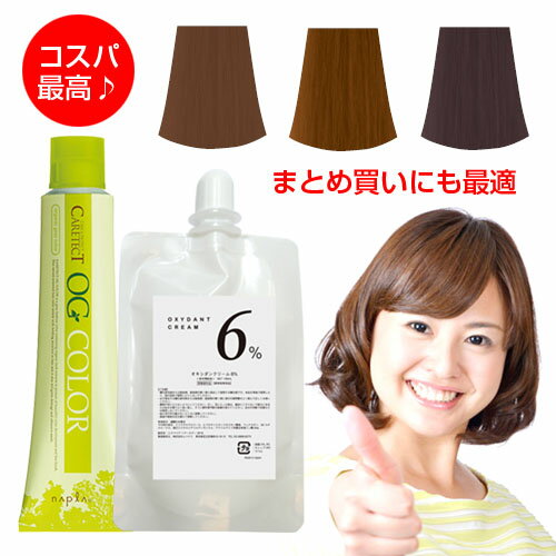 ケアテクトOGカラー オキシ 100ml セット 女性用 白髪染め ナプラ ブラウン アッシュ ベージュ 女性用 白髪用 ヘアカラー 剤 業務用