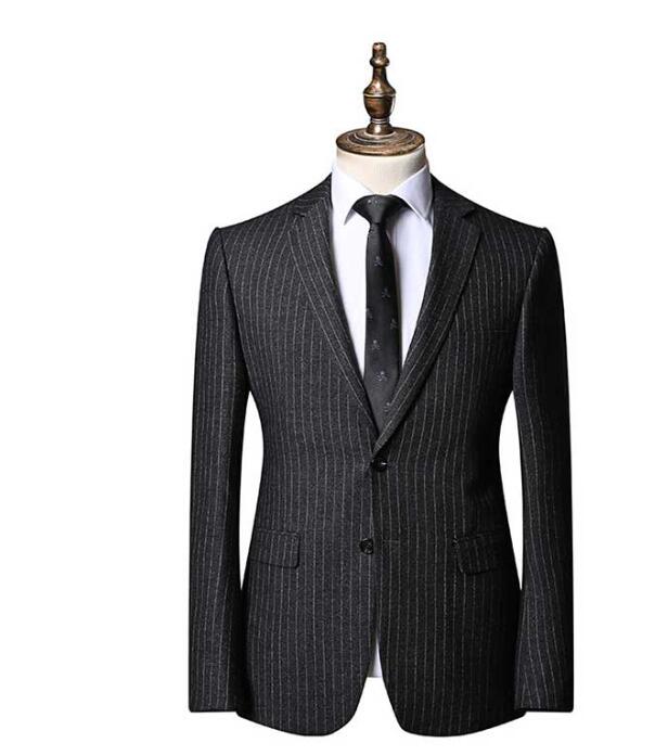 送料無料 メンズ スーツ ストライプ 柄 2点セット フォーマルスーツ オールシーズン 通年 細身 紳士服 礼服 二つボタン 結婚式 ナチュラルストレッチ スリム ハンドウォッシャブル 安い オシャレスーツ 上品 ビジネススーツ オフィスカジュアル リクルートスーツ