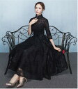 チャイナドレス 高級感 オシャレ ロング丈 ミモレ丈 サテンドレス 透け感 パーティードレス 結婚式 ワンピース ロングドレス ピアノ 発表会 演奏会用ドレス フォーマル カクテルドレス ウェディング 大きいサイズ 宴会 披露宴 二次会 ステージドレス(4)