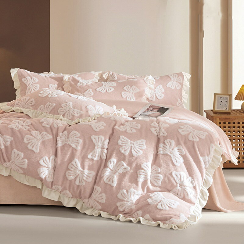 布団カバーセット 冬用 暖かい 子供大人 可愛いフリル シングル セミダブル ダブル クイーン フランネ..