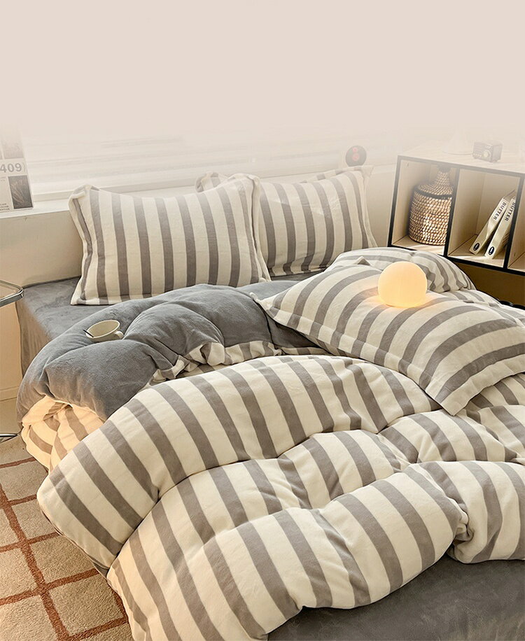 送料無料 布団カバーセット ストライプ 洋式・和式 フランネル 暖かい 掛ふとんカバー セミダブル ダブ..