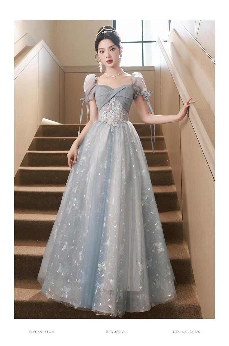 送料無料ビスチェ風成人式ドレスブル...