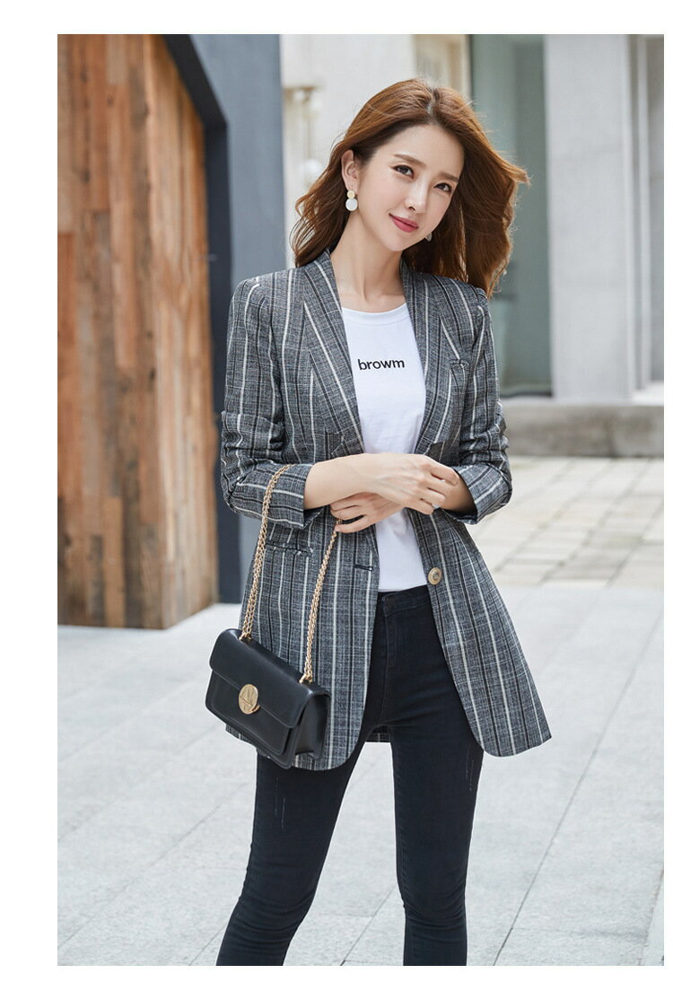 送料無料 ジャケット レディース スーツコート スーツジャケット ストライプ 一つボタン OL女性 オフィス フォーマル 春夏 ロングジャケット カジュアルジャ...