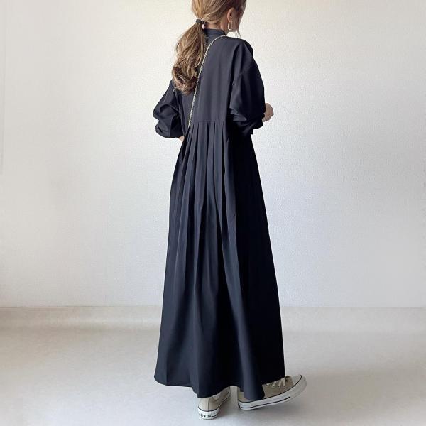送料無料 シャツワンピース 長袖ワンピース レディース ワンピース きれいめ ロングワンピース 切り替え プリーツ ワンピース ロング マキシ丈 ロングワンピ 春 秋 シャツワンピ おしゃれ ワンピ ドッキング ワイドプリーツ 黒 カジュアル 大人可愛い ゆったり ワンピース