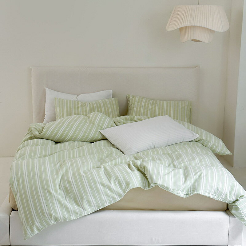 布団カバーセット 北欧 ストライプ柄 ボックスシーツ ベッドシーツ 丸洗いOK 可愛い 通気 ins風 韓国 ..
