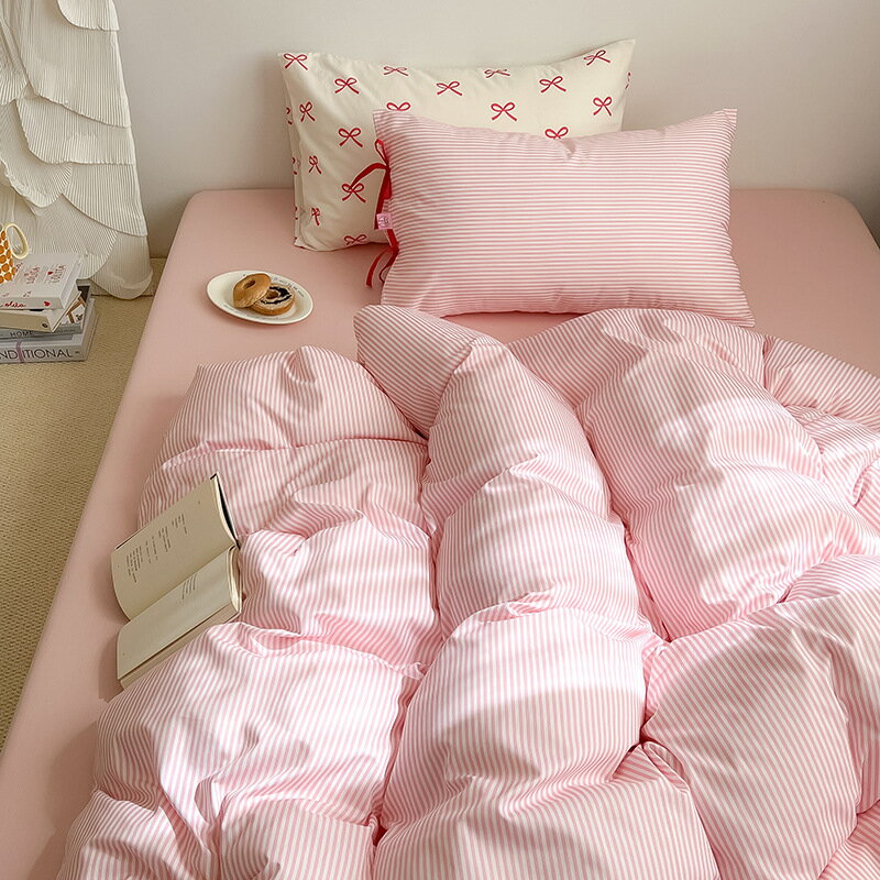 布団カバーセット ストライプ 可愛い 韓国風 女の子 子供 3点セット シンプル ダブル 四季通用 寝具セット 洗える フラットシーツ ボックスシーツ 可愛い布団カバー 掛けカバー 夏用寝具 シーツセット 少女風 綿100% INS風 簡潔 高品質 丸洗いOK 無地 寝心地 ベッド用品