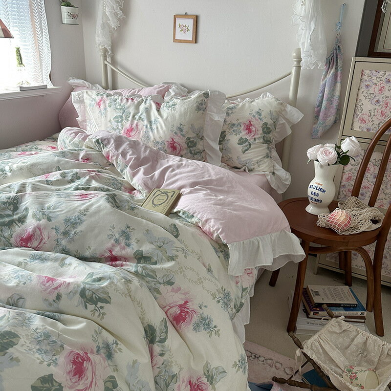 送料無料 布団カバーセット 可愛い 北欧風 花柄 綿100% 柔らかい オシャレ 寝具カバー シングル 3点セ..