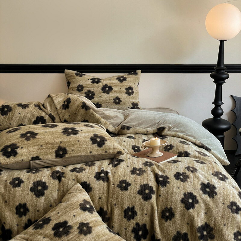 布団カバーセット 花柄 厚手 洋式・和式 高品質 厚手 ふわふわ 暖かい フランネル シングル ダブル ク..