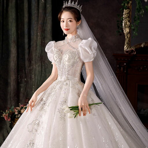送料無料 ウェディングドレス 立ち襟 パフスリーブ チャイナ風ドレス 結婚式ドレス 白 ロングドレス ブライダルドレス スパンコール キレイめ ホワイトドレス プリンセスドレス 花嫁ドレス ウェディング 海外挙式 披露宴 S M L XL XXL XXXL 送料無料 ウェディングドレス 立ち襟 パフスリーブ チャイナ風ドレス 結婚式ドレス 白 ロングドレス ブライダルドレス スパンコール キレイめ ホワイトドレス プリンセスドレス 花嫁ドレス ウェディング 海外挙式 披露宴 S M L XL XXL XXXL