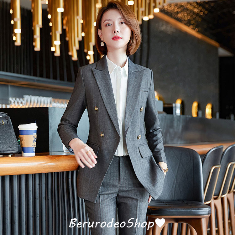 スーツ レディース フォーマル ビジネススーツ パンツスーツ グレー ブラック ネイビー 大きいサイズ スーツ 30代 40代 通勤 OL オフィススーツ リクルートスーツ 就職活動 面接 事務服 春 秋 S M L XL 2XL 3XL 4XL 送料無料