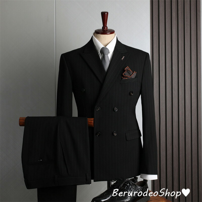 送料無料 スーツ メンズ 2点セット ブラック ネイビー ストライプ 紳士服 タキシード 黒 フォーマル 2ピーススーツ ビジネススーツ 紺色 メンズスーツ 大きいサイズ ビジネススーツ 就職活動 リクルートスーツ 通勤 OL スーツセット S M L XL 2XL 3XL 4XL
