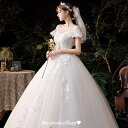 送料無料 ウェディングドレス レース 花柄 オシャレ キレイめ ウェディングドレス 袖あり 花嫁ドレス 結婚式ドレス 二次会ドレス 白 ホワイトドレス チュール...