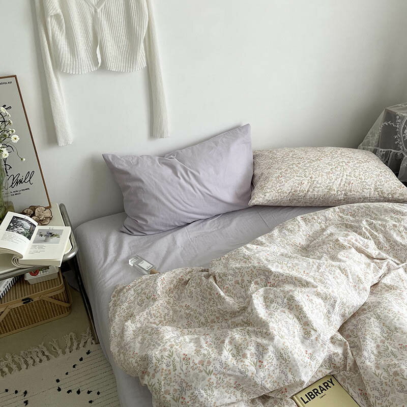 送料無料 布団カバーセット パープル 花柄 可愛い 布団カバー 寝具カバーセット 3点セット 4点セット ..