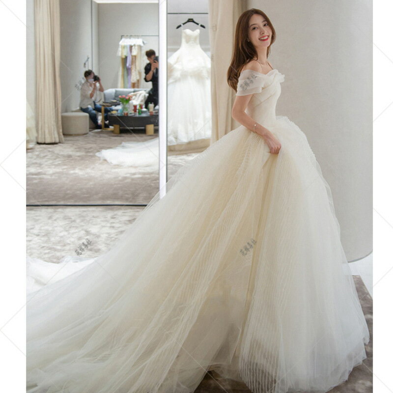 乐天商城 - 送料無料 ウェディングドレス オフショルダー 白 結婚式ドレス 二次会ドレス 可愛い ブライダルドレス 花嫁ドレス ウェディング ロングドレス トレーンドレス Aライン 海外挙式 披露宴 XS S M L XL XXL XXXL