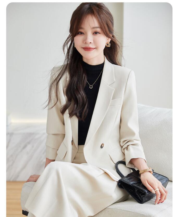 レディース スーツセット スカートスーツ 無地 春秋 長袖 黒 白 エレガント優雅 セレモニースーツ ビジネス 通勤 OLオフィス 事務服 フォーマル セットア...