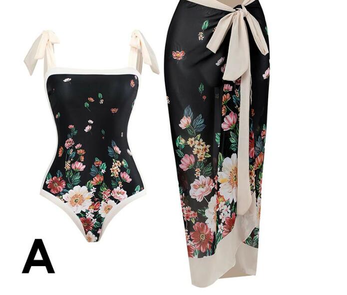 送料無料 水着 大きいサイズ ぽっちゃり水着 レディース 体型カバー 大きいサイズ水着 ぽっちゃり ワンピース フリル 2点セット 総柄 全13色 カラー豊富 袖なし パッド付 着?せ シンプル 写真映え 撮影用 海 夏 サマー プール リゾート かわいい オシャレ 旅行 温泉 M L