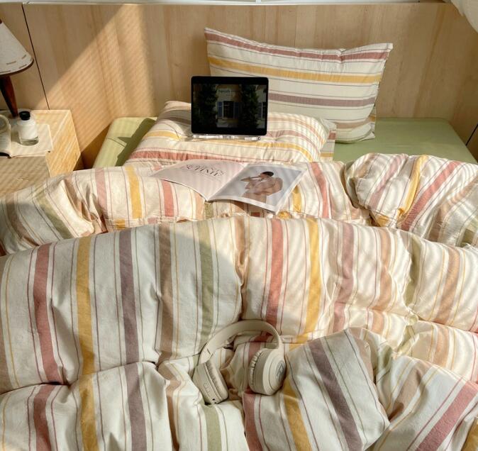 送料無料 布団カバーセット 掛ふとんカバー3点セット 4点セット ストライプ柄 北欧 ins風 ボックスシー..