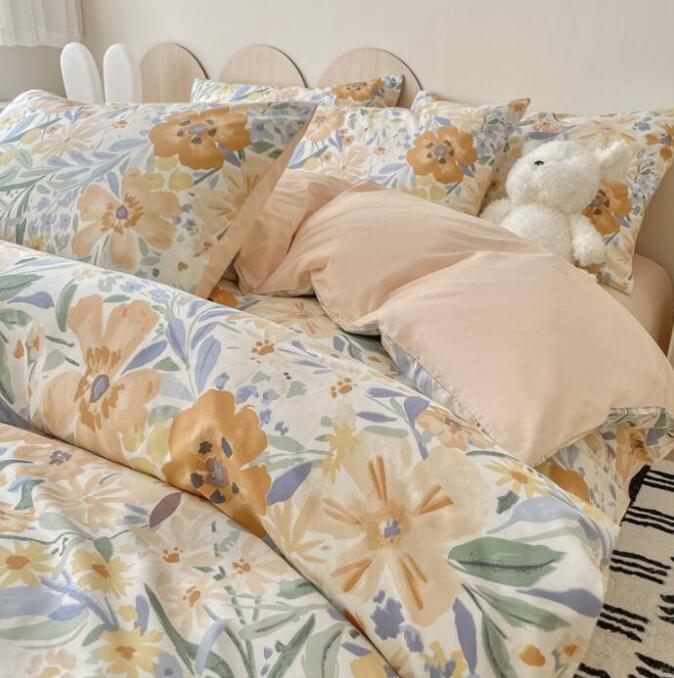 送料無料 布団カバーセット 掛け布団カバー 3点セット 4点セット可愛い 花柄 綿100％ シングル ダブル クイーン 通気性 柔らか 四季通用 ボックスシーツ/フラットシーツ 枕カバー 寝具カバーセット 洗える プレゼント