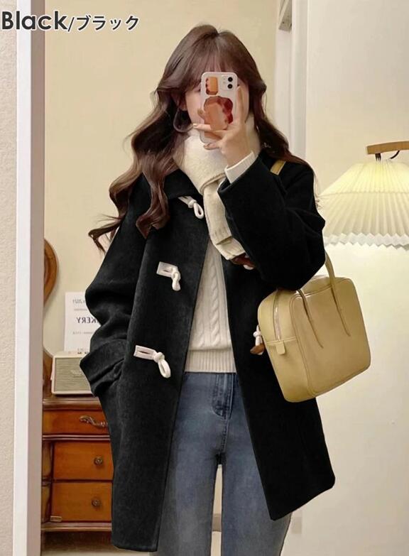 送料無料 ダッフルコート ステンカラーコート レディース ショート丈 女性 裏地綿プラス 学生アウター トップス アウター シンプル 定..
