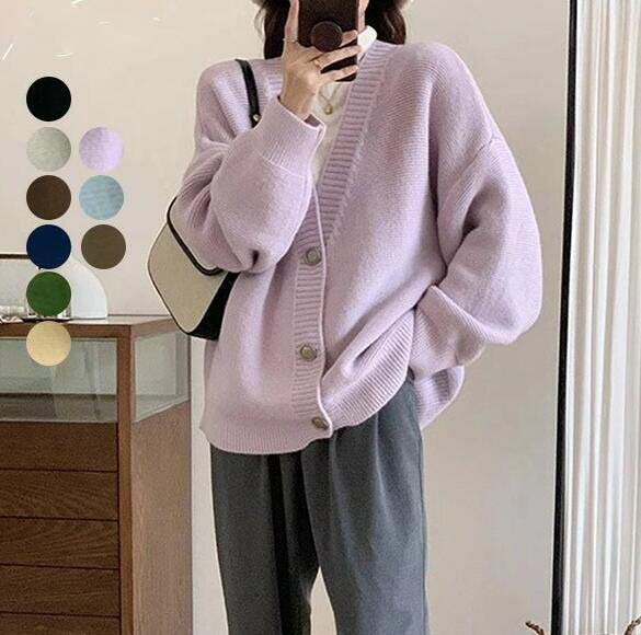 送料無料ニットカーディガン秋冬ゆっ...