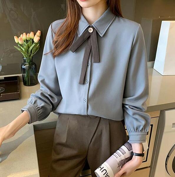 乐天商城 - 送料無料 ワイシャツ レディース リボン 通勤 事務服 就活 就職活動 リクルート 面接 開襟 トップス 会社 仕事着 フォーマル シャツ ブラウス 長袖 スーツ インナー オフィス ビジネス 事務服 制服 おしゃれ S-2XL