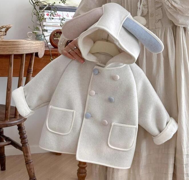 送料無料 キッズコート 子供服 女の子コート うさみみ ファーコート キッズ 大きいサイズ フード付き 裏起毛 ジャケット ベビー 子供コート アウター 通園 ...