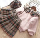 送料無料 子供服 3点セット 長袖 トップス ブラウス+スカート 上下セット 女の子 スウェット キッズ 春秋冬 セットアップ カジュアルスカートセット スカート 可愛い 冬用厚手 入学式 入園式 卒業式 卒園式 発表会 上着+スカート+帽子 90-140