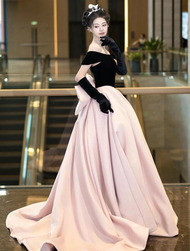 送料無料 ドレス 大人 袖付き ワンピース リボン付き ピアノ 発表会 ロングドレス オフショルダー 大きいサイズ 演奏会 結婚式 母親 大人 レディース ロング丈 披露宴 ピアノ発表会 韓国 イブニングドレス S-3XL