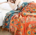 送料無料 ガーゼケットボヘミアン風 花柄 タッセル付き シングル 夏掛け布団 ブランケット 綿100% 吸湿発散性 タオルケット 肌掛け ベビー 赤ちゃん 子供 軽量 快適 速乾 柔らか きれいめ おしゃれ 保育園 お昼寝 出産祝い プレゼント ひざかけ 洗濯可(3)