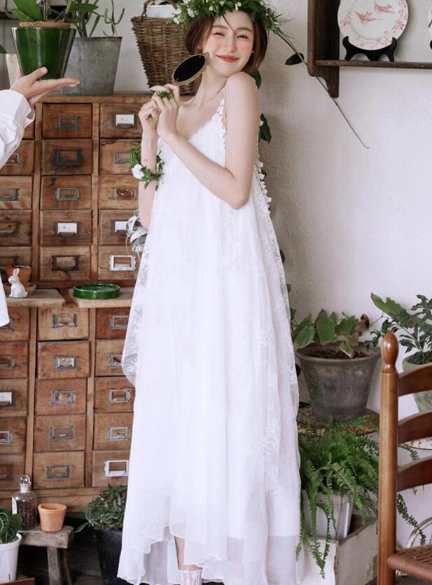 送料無料ロング丈レースワンピースキ...