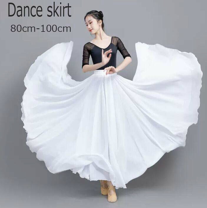 乐天商城 - 送料無料 社交ダンス衣装 大きい裾 ダンススカート 広がる 720度 モダンダンス 社交ダンス マキシ ロング丈 シフォン スカート 古典ダンス スカート 舞台 お揃い 団体演出服 練習着 シフォンスカート 11色 大量注文可
