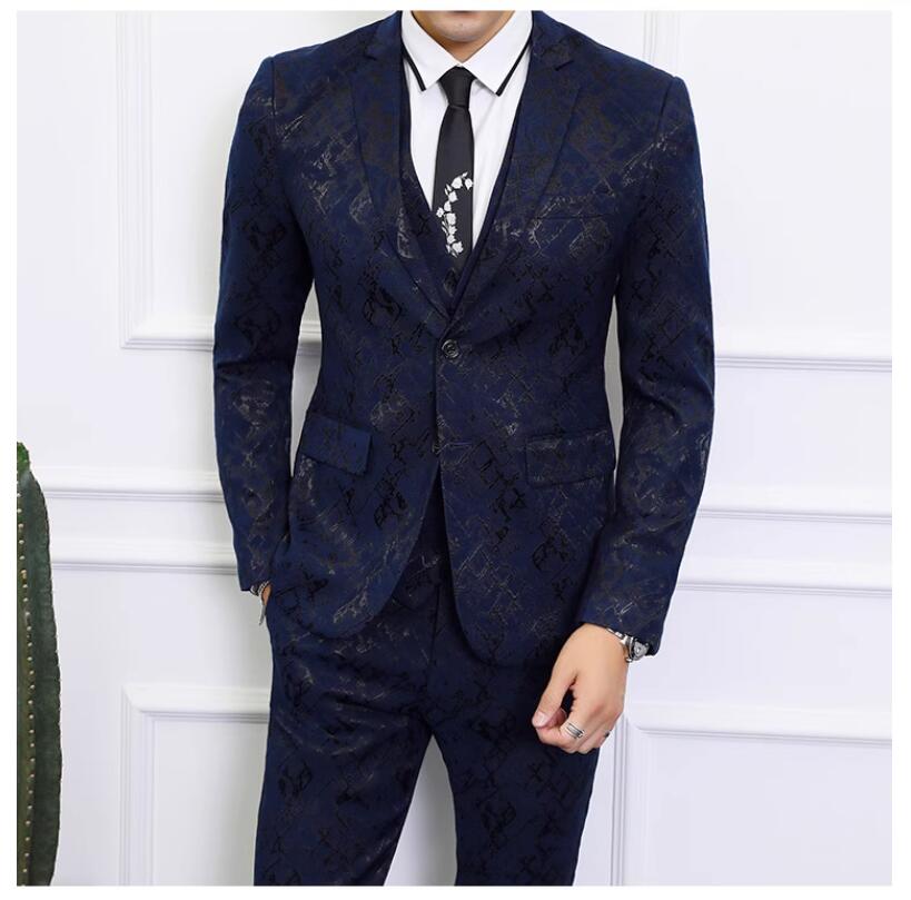 送料無料 スリーピース メンズスーツ おしゃれスーツ 3ピーススーツ タキシード 細身 紳士服 フォーマル 結婚式 二次会 オフィス ビジネススーツ セレモニー カジュアル 通勤就活面接 お呼ばれ パーティー ジャケット＋ベスト＋ズボン 3点セット 大きいサイズ