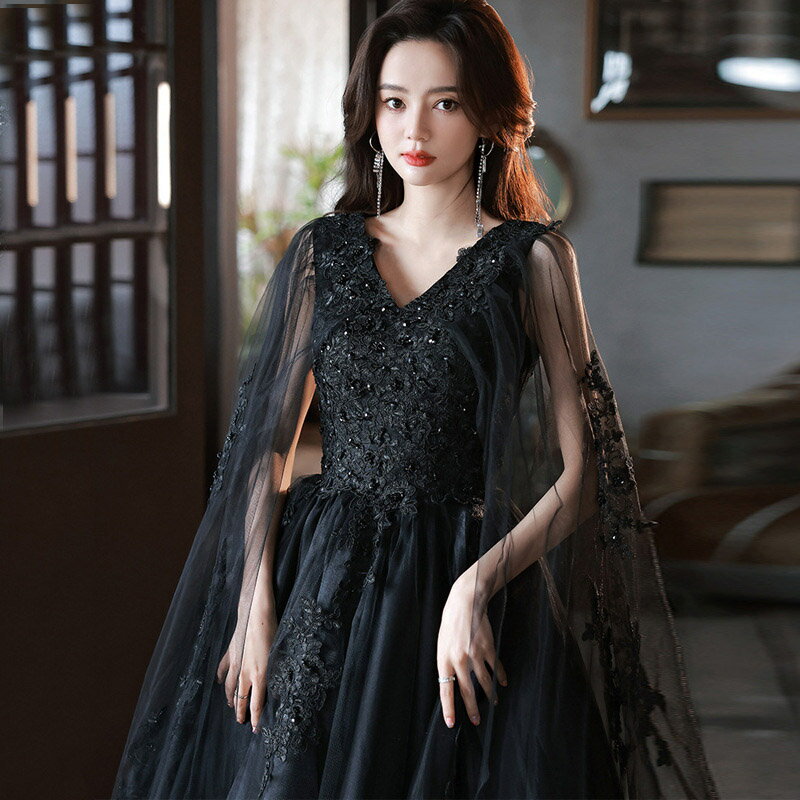送料無料 イブニングドレス 黒 レース 発表会ドレス ロングドレス コンサート 演奏会ドレス ブラック オシャレ パーティードレス 結婚式ドレス 二次会ドレス ロング Aライン XS S M L XL XXL XXXL