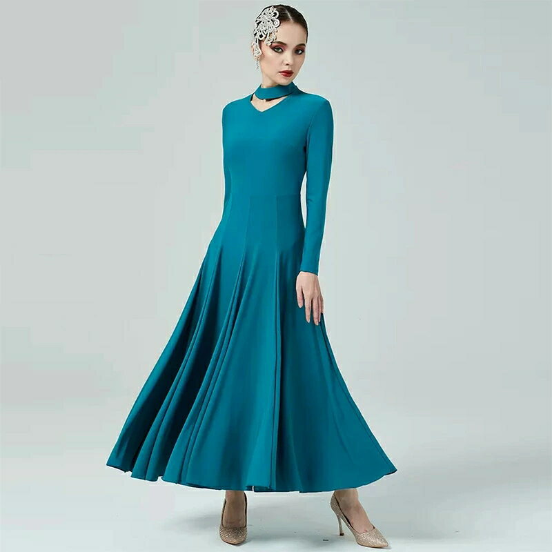 送料無料 社交ダンスドレス 社交ダンス衣装 ワイン赤 ブルー モダンダンス スタンダード ワンピース 広がる裾 ワルツ専用ドレス ワインレッド サファイア レッスン着 ドレス ロング丈 練習着 演出 モダンドレス 発表会 競技着 S M L XL XXL XXXL