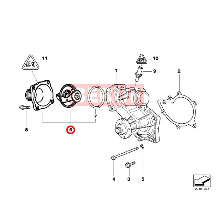 BMW　サーモスタット BEHR製 105度開弁　X5シリーズ E53　4.4i 4.6is　M62 V8　11531436386