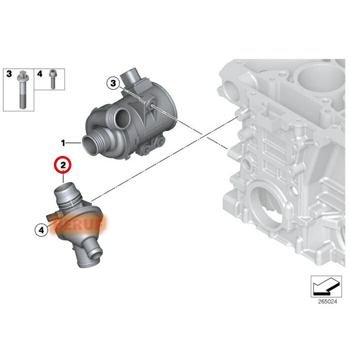 BMW　サーモスタット BEHR製 108度開弁　Z4シリーズ E89　20i　LL20　N20 直4　11538635689