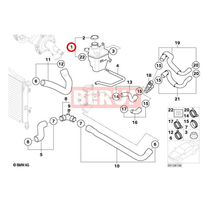 ミニ　ラジエーターサブタンク BEHR製　R50 R52　クーパー ワン　RA16 RF16　17107509071