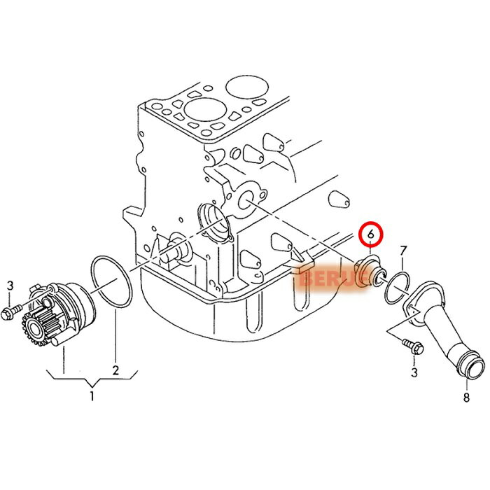 アウディ　サーモスタット BEHR製 純正OEM　87度開弁　A3 S3　8L 8P　8LAGN 8LAGU 8LAPG 8LAQAF 8LAUQ 8LBAMF 8PBGU　050121113C