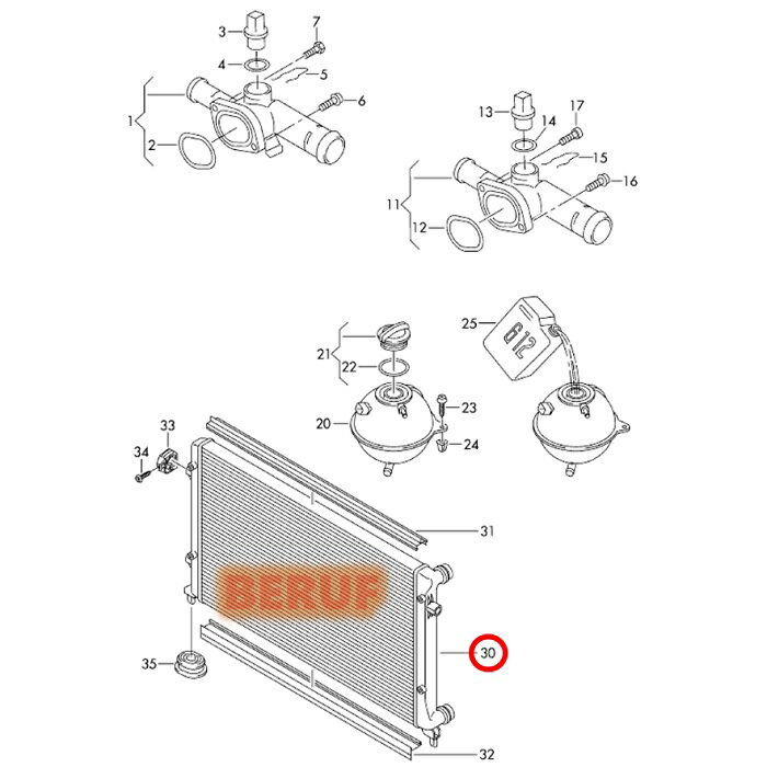 アウディ　ラジエーター BEHR HELLA製 純正OEM　A3　8PAXW 8PBGU 8PBLR 8PBLX 8PBSE 8PBVY　1K0121251CJ