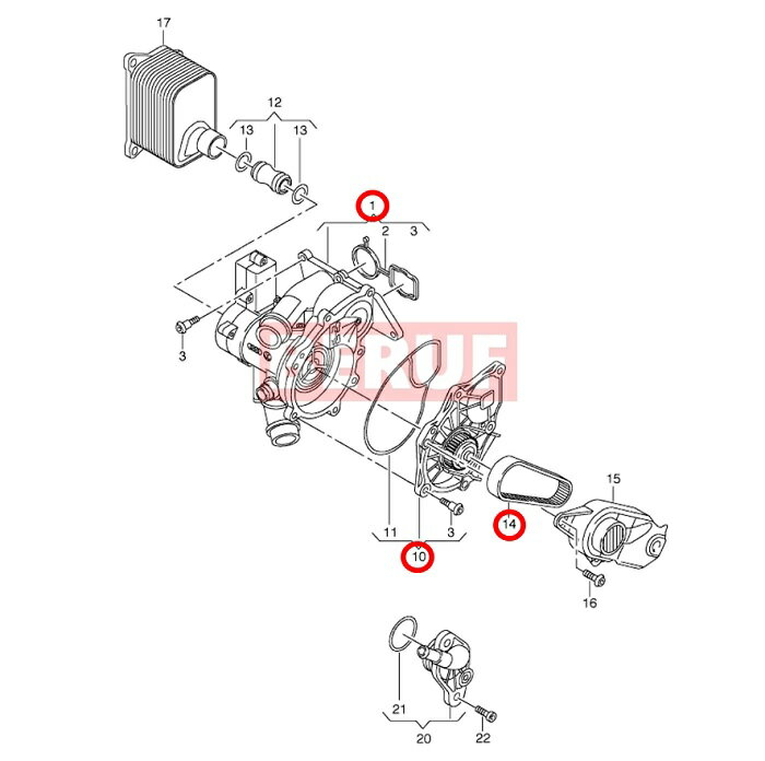 アウディ　ウォーターポンプ サーモスタットASSY INA製　Q5　8R　8RCNCF　538036010