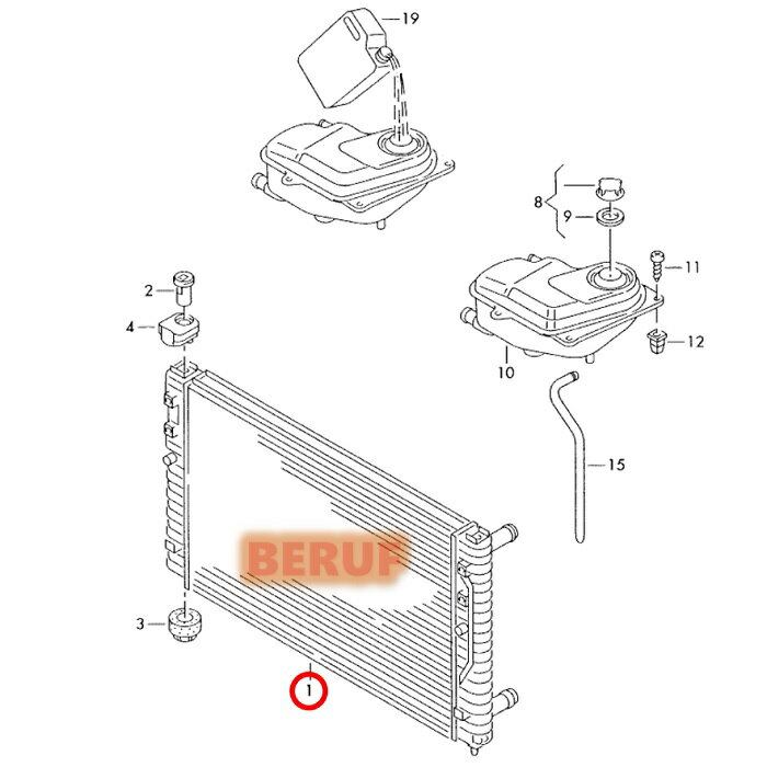 アウディ　ラジエーター BEHR HELLA製 純正OEM　A6 4B　4AACKF 4BACKF 4BAGA 4BAGAF 4BAPRF 4BAPS 4BAPSF 4BBDV　8D0121251BB