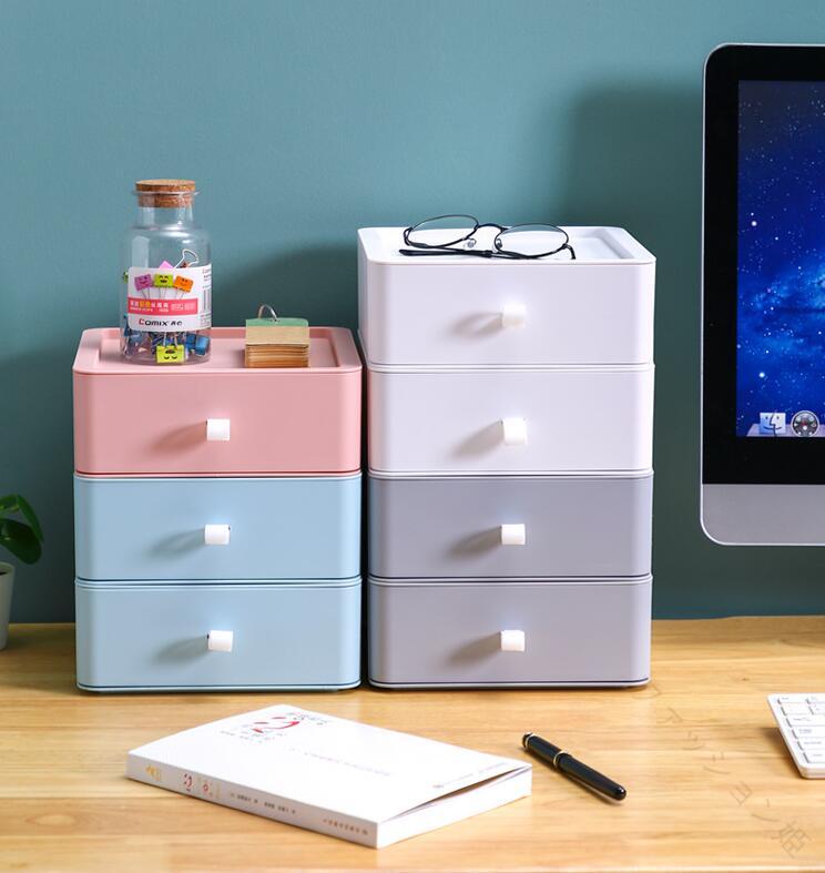 Rakuten - 引き出し 卓上 収納 ケース 収納ボックス プラスチック 横 小物 4段 3段 2段 ホワイト 透明 滑り止め 大容量 文房具 収納 書類ケース 化粧品 事務用品 文書 組み合わせ 頑丈 シンプル おしゃれ