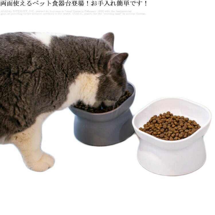 両面使えるペット食器台登場！猫 犬 フードボウル 猫用 犬用 給食器 食器 食器台 10°傾斜 頸椎を保護 ペット用 小型犬 ペット食器 PP 水飲みボウル 水飲み 水入れ 餌入れ エサ入れ ペットグッズ 餌皿 餌 エサ エサ皿 無地 お皿 かわいい