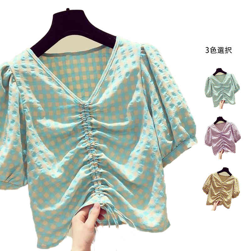 Rakuten - 【楽天スーパーSALE】おしゃれブラウス プリーツブラウス キッズ 女の子 ブラウス 半袖 春秋 シャツブラウス リボンブラウス プルオーバー チェック柄 トップス プリーツ コットン フリルブラウス シンプル カジュアル おしゃれ おでかけ 子供服