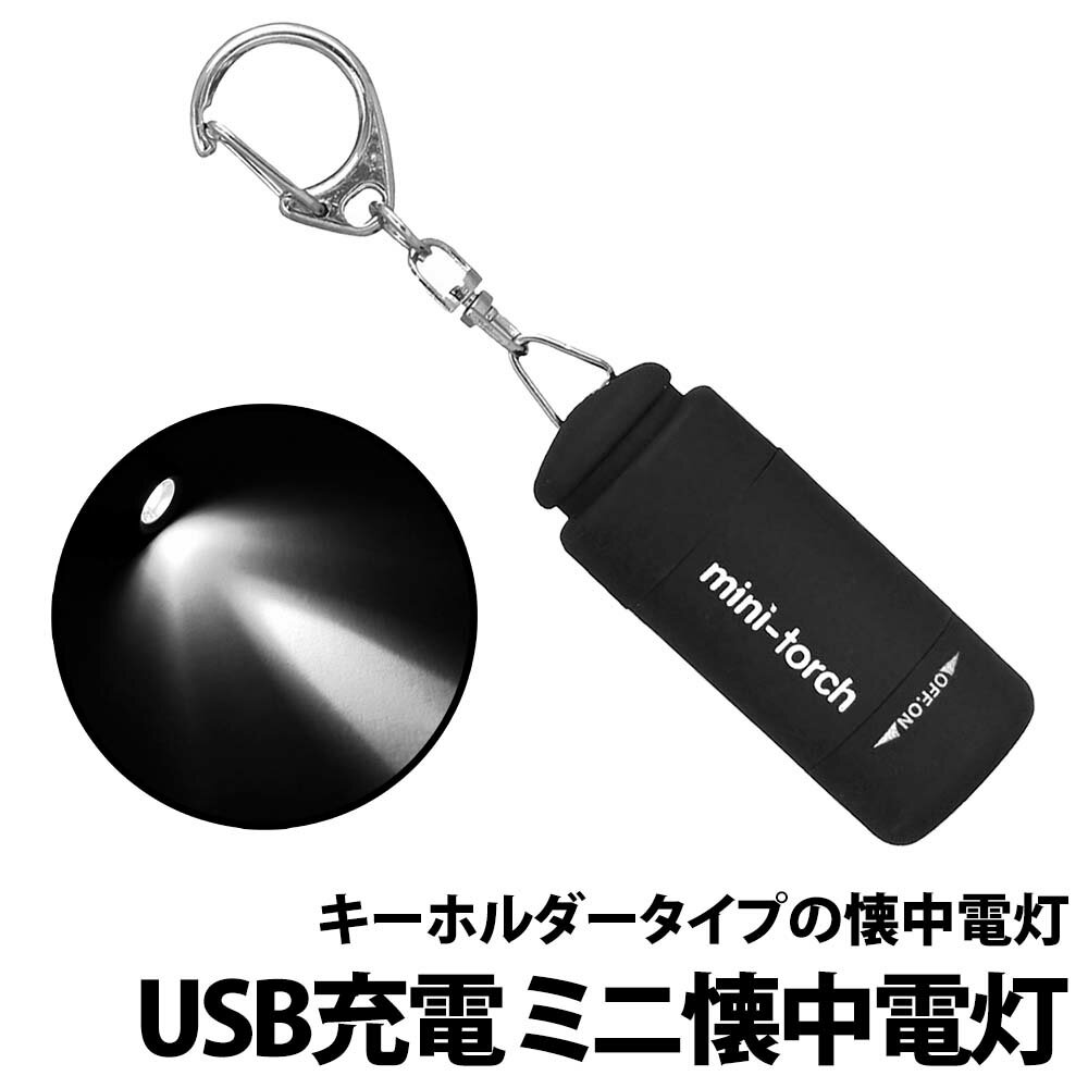 50%offクーポン有 ミニ 懐中電灯 USB充電式 白熱球 ライトキーホルダー ハンディライト キャンプ アウトドア 小型 携帯 防犯 防災 車 玄関 子供 ペット 夜間 散歩 鍵 カギ穴 足元 LEDライト ミニ懐中電灯 キーホルダー ライト ポケット 軽量 コンパクト ブラック 高輝度LED