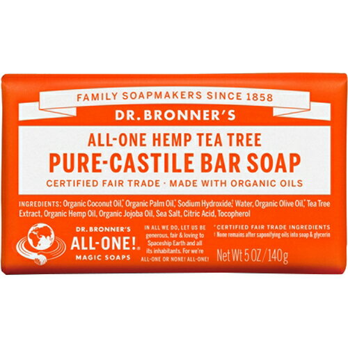 Dr　ブロナー ドクターブロナー Dr.Bronner's マジックソープ バー ティーツリー 140g (並行輸入品) 【あす楽】