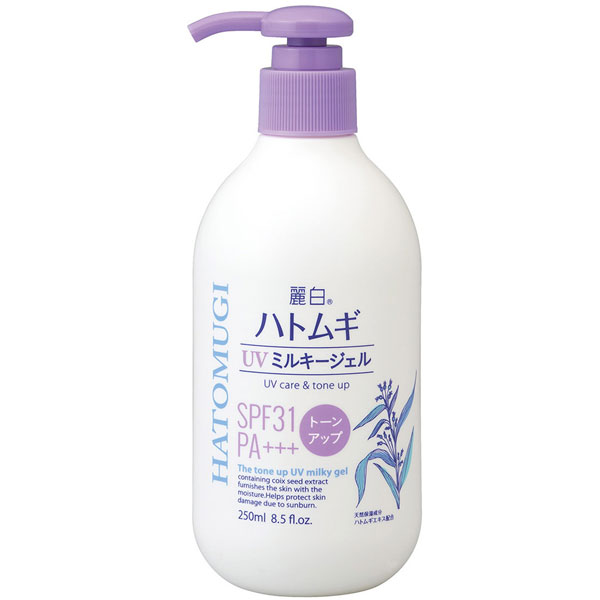 熊野油脂 麗白 ハトムギ トーンアップ UVミルキージェル SPF31 PA+++ ポンプタイプ 250ml 36本セット 【ケース販売】