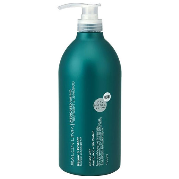 Rakuten - 送料無料 熊野油脂 サロンリンク アミノ 薬用 トリートメントインシャンプー 1000ml 10本セット 【ケース販売】
