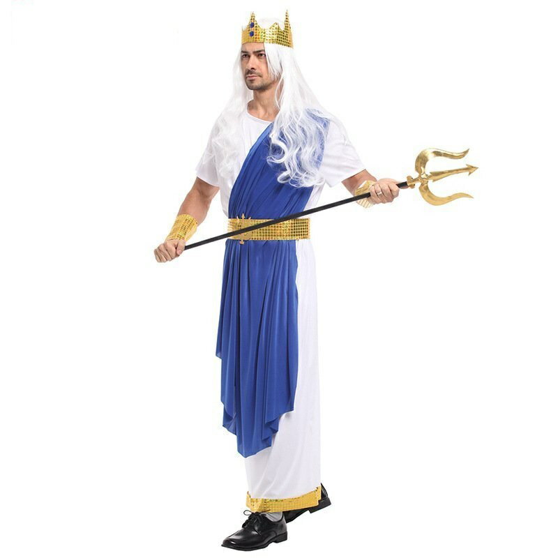 Men's ハロウィン 衣装 ギリシャ 海神ポセイドン Poseidon 男性用 メンズ用 ハロウィーン 王様ハロウィン衣装 コスプレ衣装 コスチューム 01526