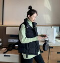 ダウンベスト レディース 前開き 中綿ベスト コート ジャケット アウター スタンドカラー ショート ノースリーブ 大きいサイズ 重ねき 体型カバー 羽織 防寒...